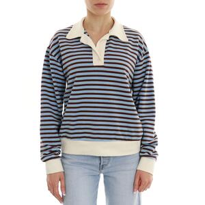 POLO A RIGHE CELESTE